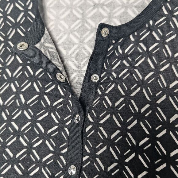 WHBM snap button sweater black white pattern sz S office preppy - Picture 5 of 8